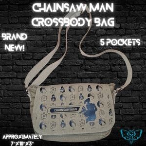 🆕 Chainsaw Man Canvas Crossbody Bag Anime Manga Messenger Purse